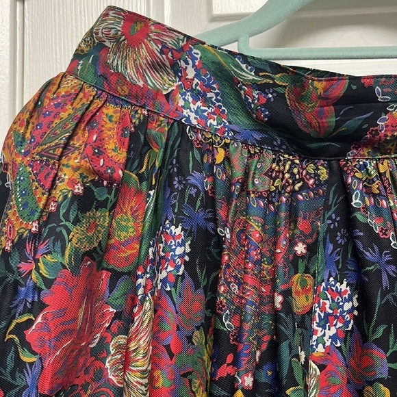 Vintage Ports International Paisley Maximalist Full Flowy Silky Midi Skirt Lined - Picture 4 of 9